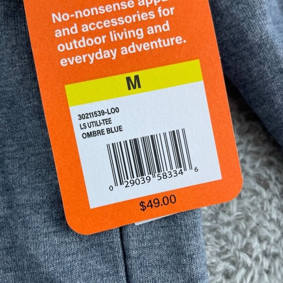 Bass Outdoor Mens Long Sleeve Utili-Tee Ombre Blue Neck Shirt Size M NWT 6045 - Picture 6 of 9